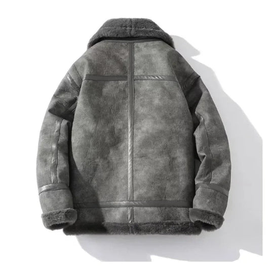 Fleece-Lined Leather Jacket for Men