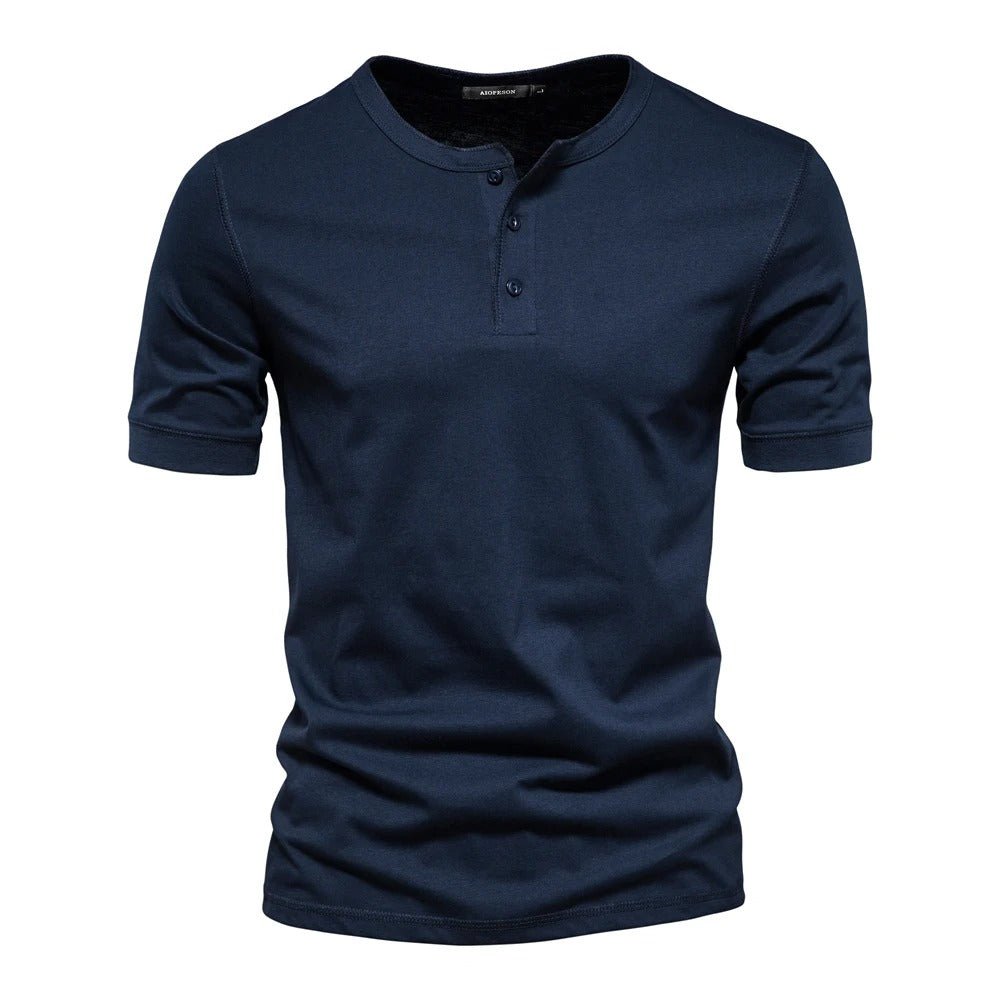 Men's Crew Neck Henley Shirt - Harren Cole