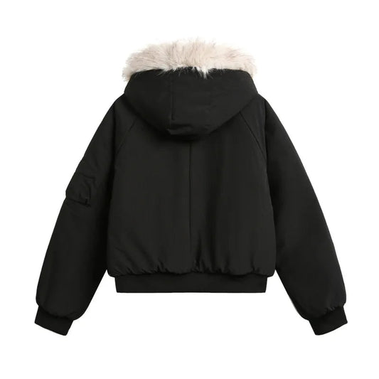 Men’s Warm Bomber Jacket with Fur Hood - Harren Cole