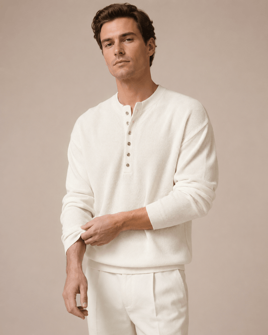 Textured Knit Henley Shirt - Harren Cole