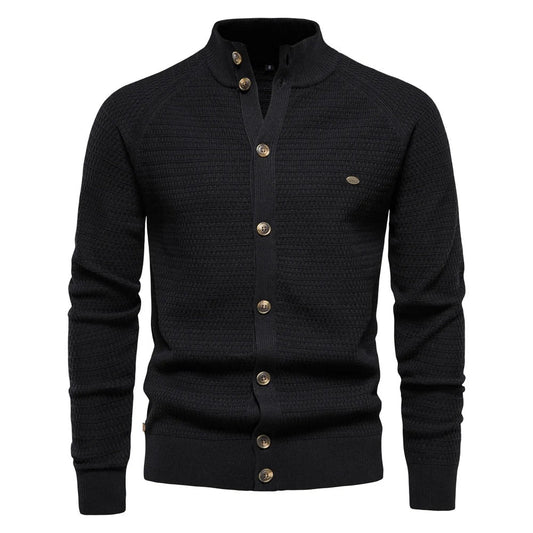 Men’s Stand-Up Collar Knit Cardigan Sweater