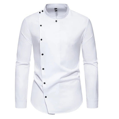 Asymmetrical Mandarin Collar Shirt - Harren Cole