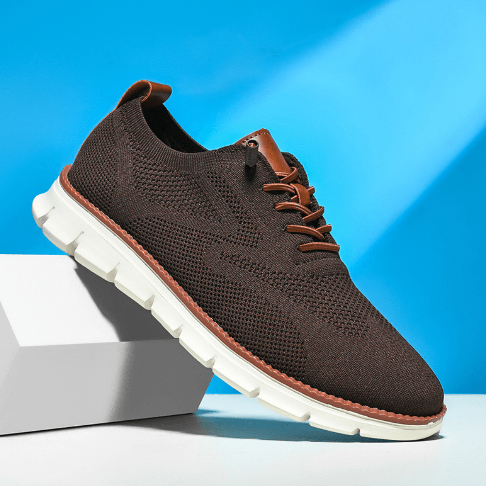 Breathable Orthopedic Mesh Sneakers for Wide Feet in Dark Brown - Harren Cole