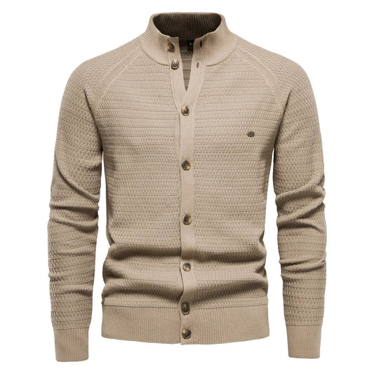 Men’s Stand-Up Collar Knit Cardigan Sweater