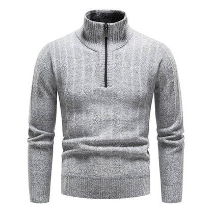 Classic Knitted Sweater with Front Zipper - Harren Cole