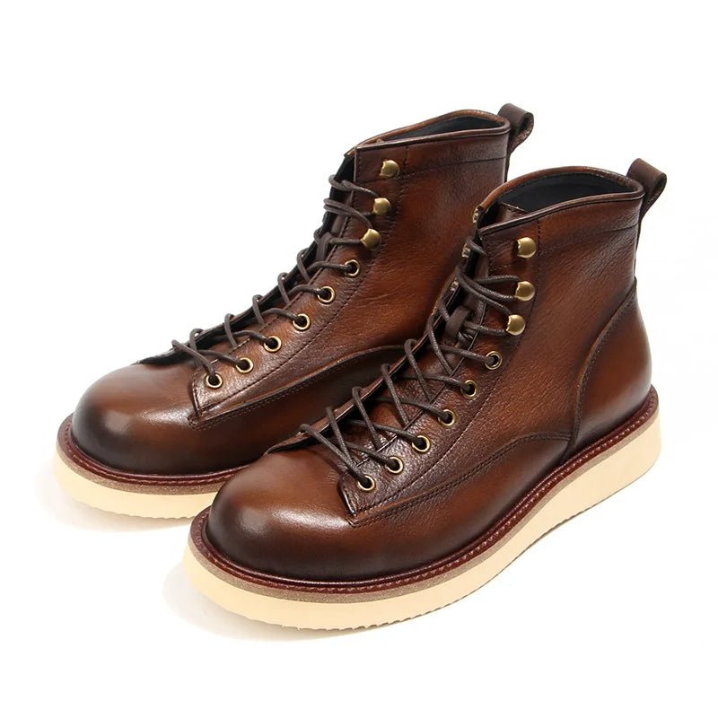 Classic Lace - Up Boots with Contrast Sole - Harren Cole