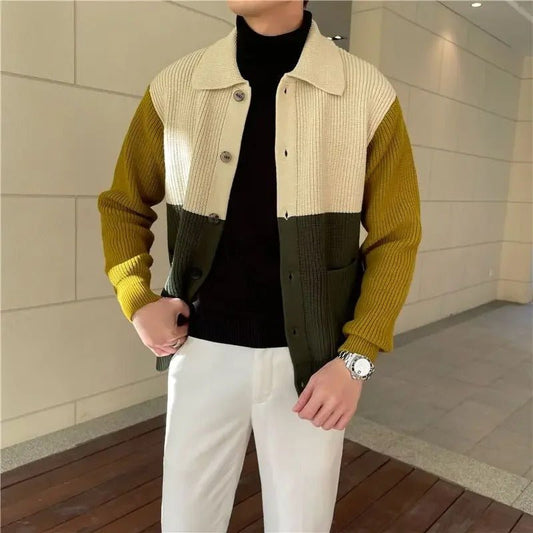 Colorblock Knit Cardigan Sweater - Harren Cole