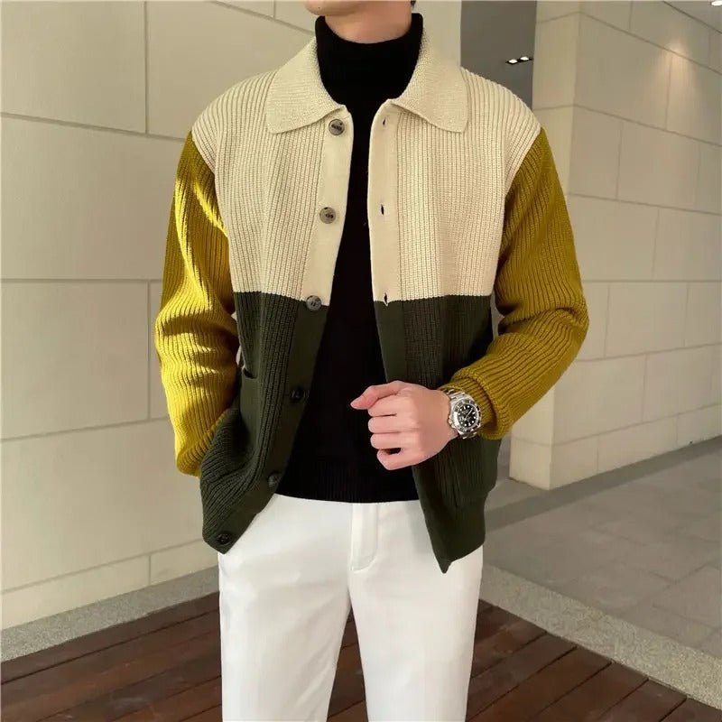 Colorblock Knit Cardigan Sweater - Harren Cole