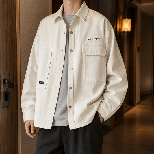 Cotton Blend Utility Jacket Relaxed Fit - Harren Cole