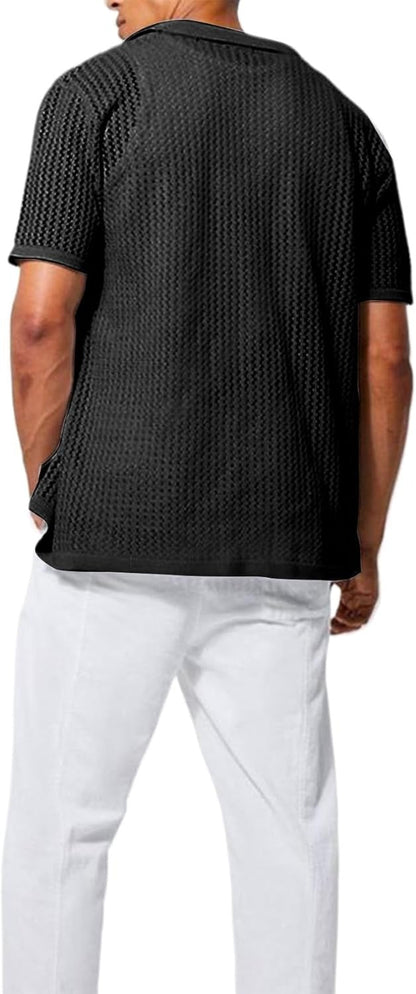 Crochet Button Placket Airy Shirt - Harren Cole