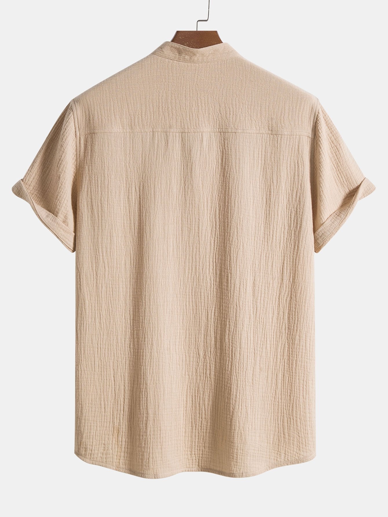 Crumpled Cotton Henley Shirt for Men - Harren Cole