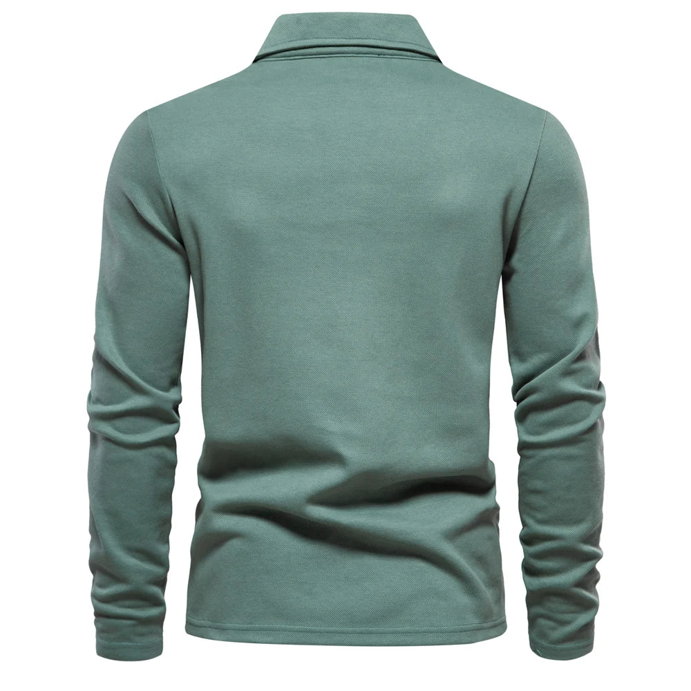 Elegant Long Sleeve Polo Shirt for Men - Harren Cole