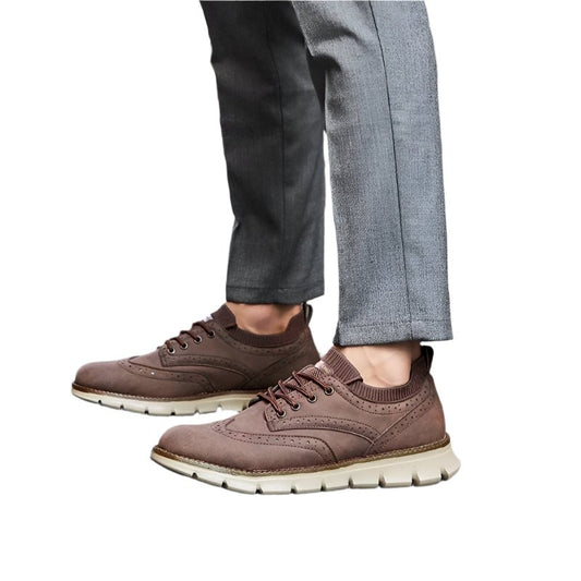 Elegant Men's Brogue Leather Sneakers - Harren Cole