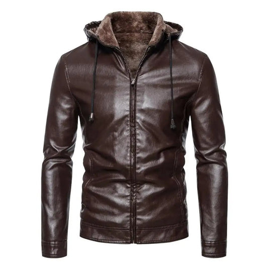 Faux Leather Hooded Jacket - Harren Cole