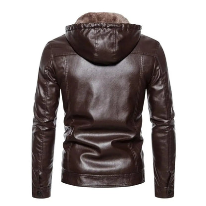 Faux Leather Hooded Jacket - Harren Cole