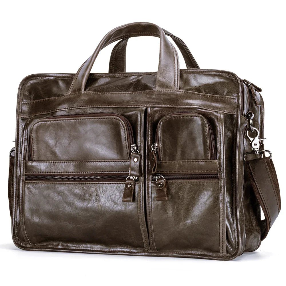 Genuine Leather Briefcase Shoulder Bag - Harren Cole
