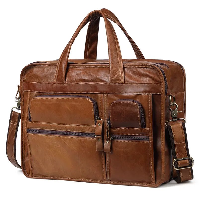Genuine Leather Briefcase Shoulder Bag - Harren Cole