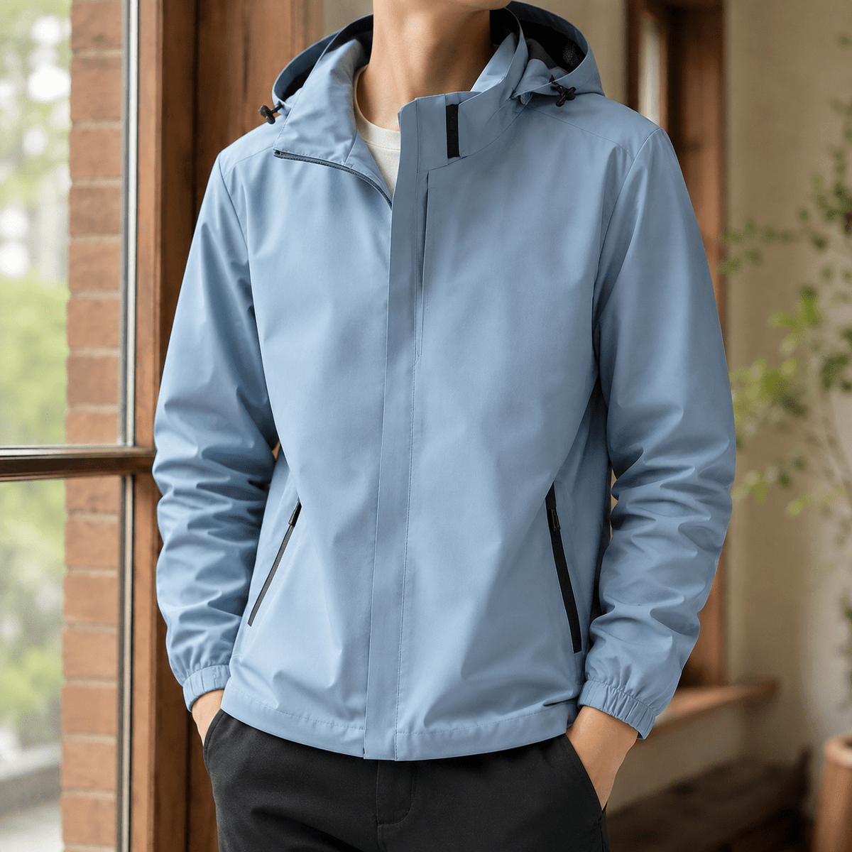 Hooded Jacket Regular Fit Smooth Woven Shell - Harren Cole