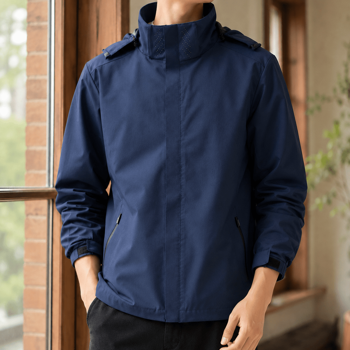 Hooded Jacket Regular Fit Smooth Woven Shell - Harren Cole