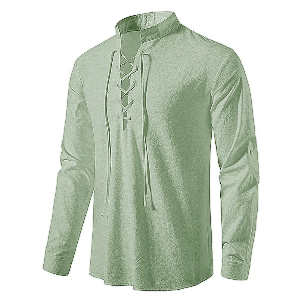 Lace - Up Stand Collar Shirt for Men - Harren Cole