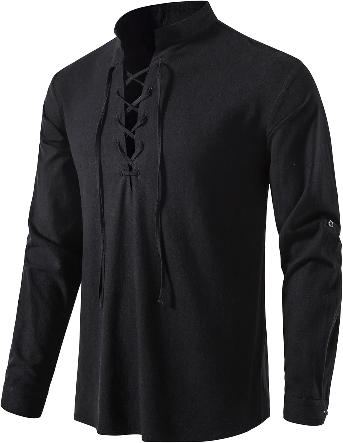 Lace - Up Stand Collar Shirt for Men - Harren Cole