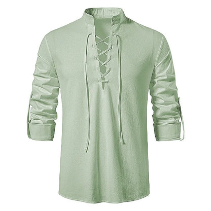 Lace - Up Stand Collar Shirt for Men - Harren Cole