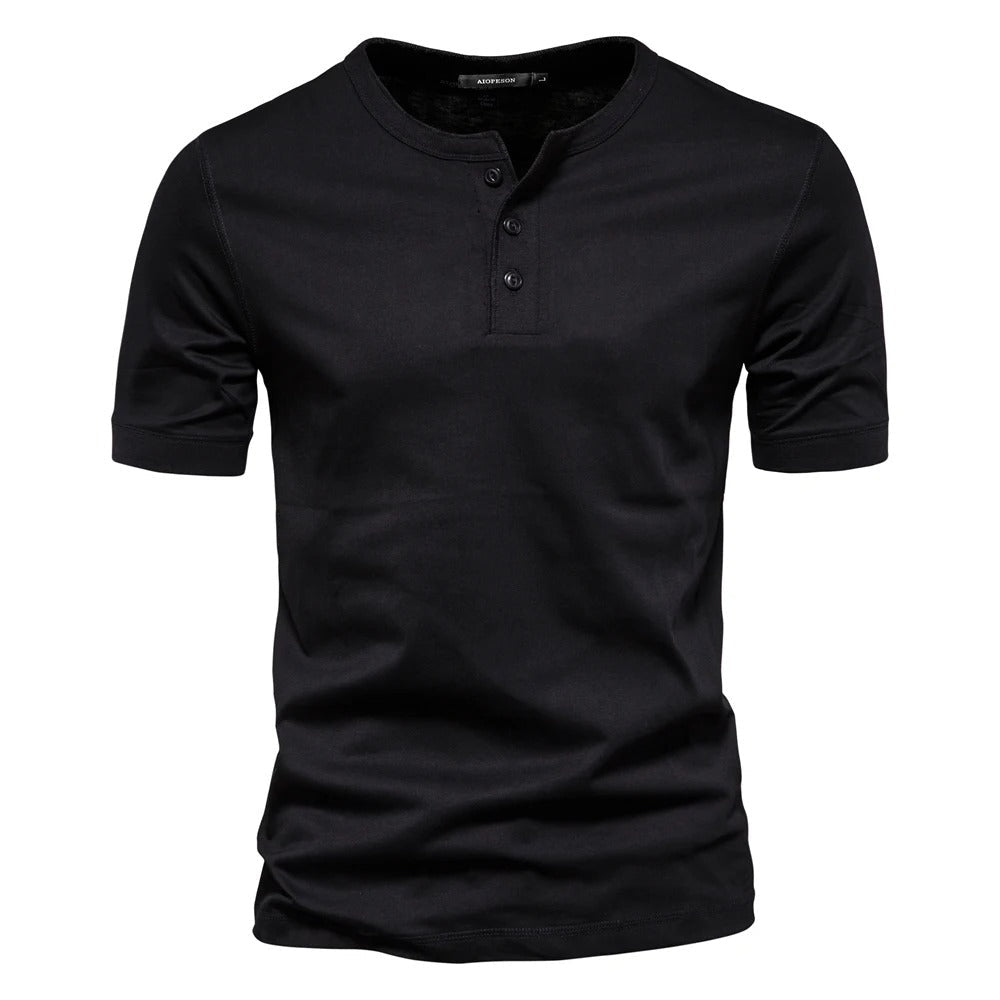 Men's Crew Neck Henley Shirt - Harren Cole