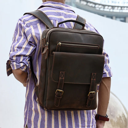 Men’s Leather Laptop Backpack - Harren Cole