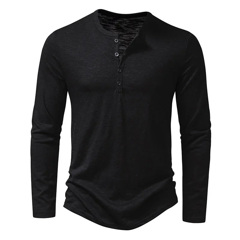 Men’s Long Sleeve Henley Shirt - Harren Cole