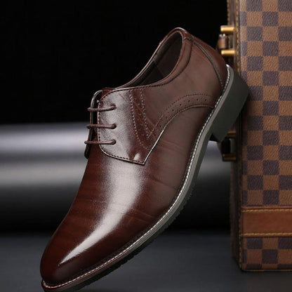 Men's Polished Leather Brogue Dress Shoes - Harren Cole