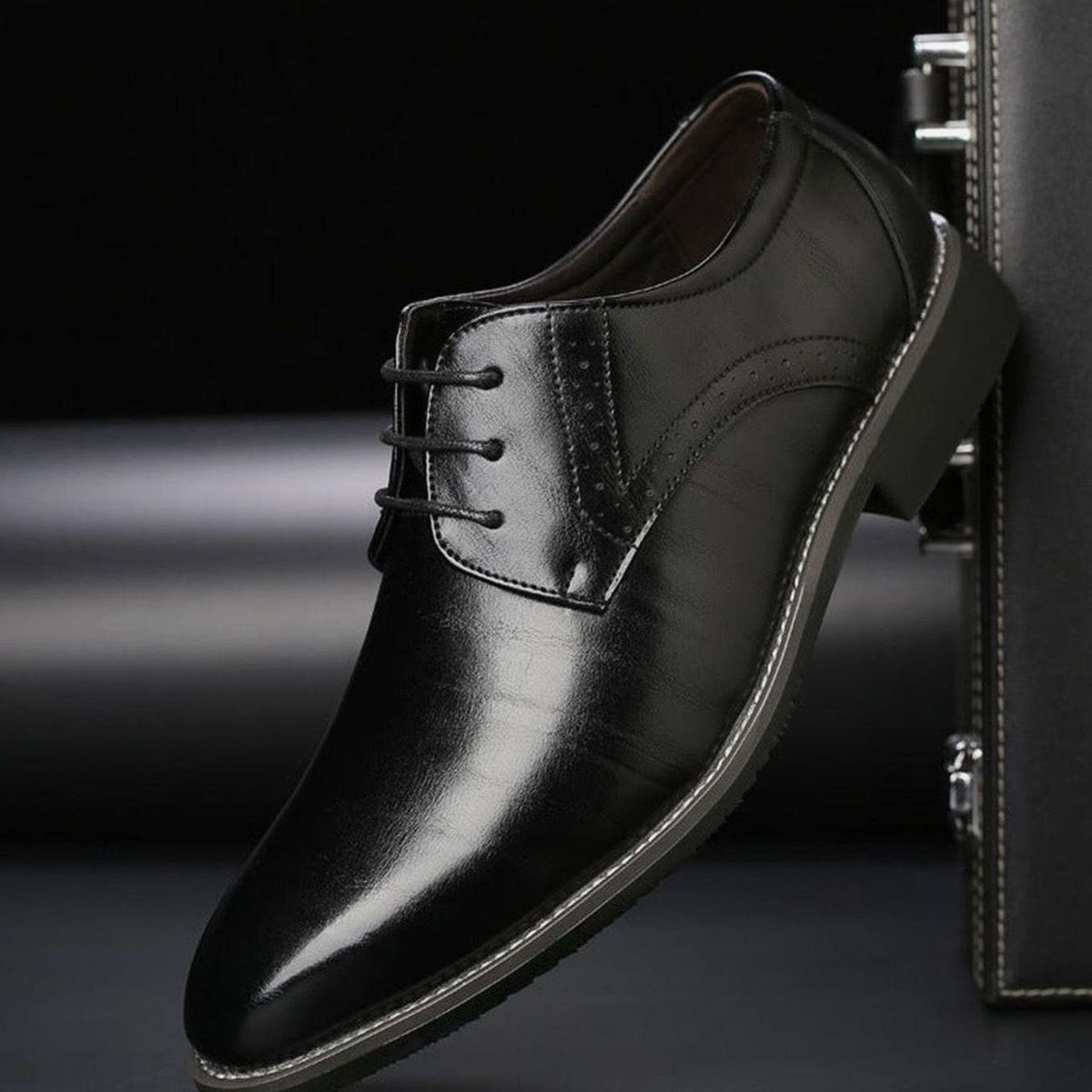 Men's Polished Leather Brogue Dress Shoes - Harren Cole