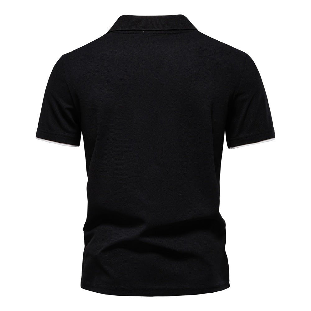 Men's Short Sleeve Polo Shirt with Striped Embroidery - Harren Cole