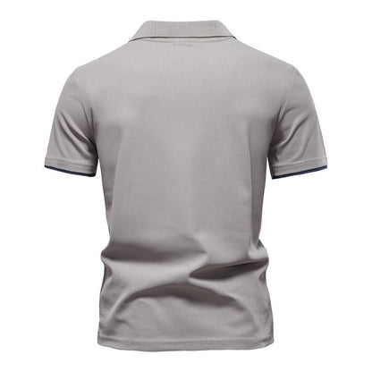 Men's Short Sleeve Polo Shirt with Striped Embroidery - Harren Cole