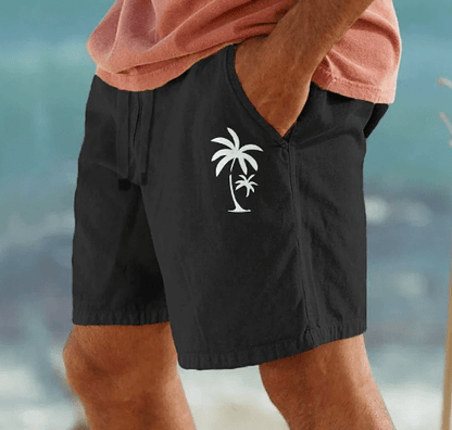Men’s Summer Shorts with Palm Tree Embroidery - Harren Cole