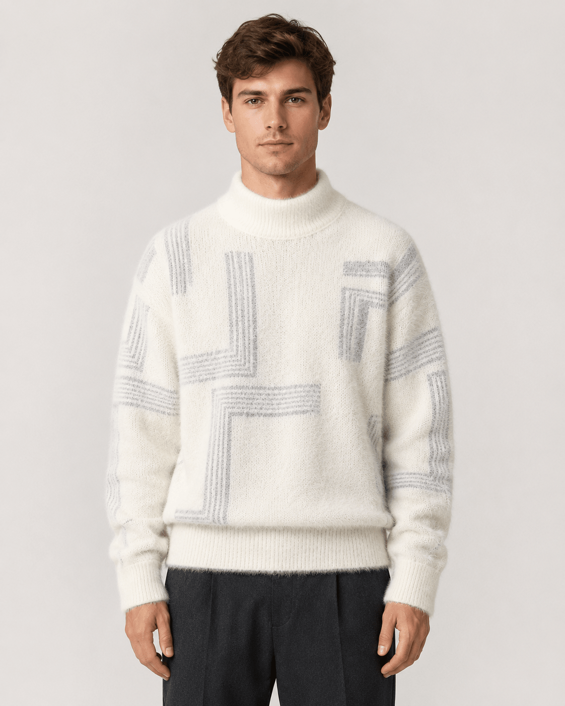 Men's Textured Knit Funnel Neck Sweater Relaxed Fit - Harren Cole