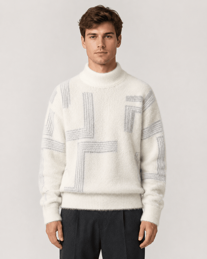 Men's Textured Knit Funnel Neck Sweater Relaxed Fit - Harren Cole