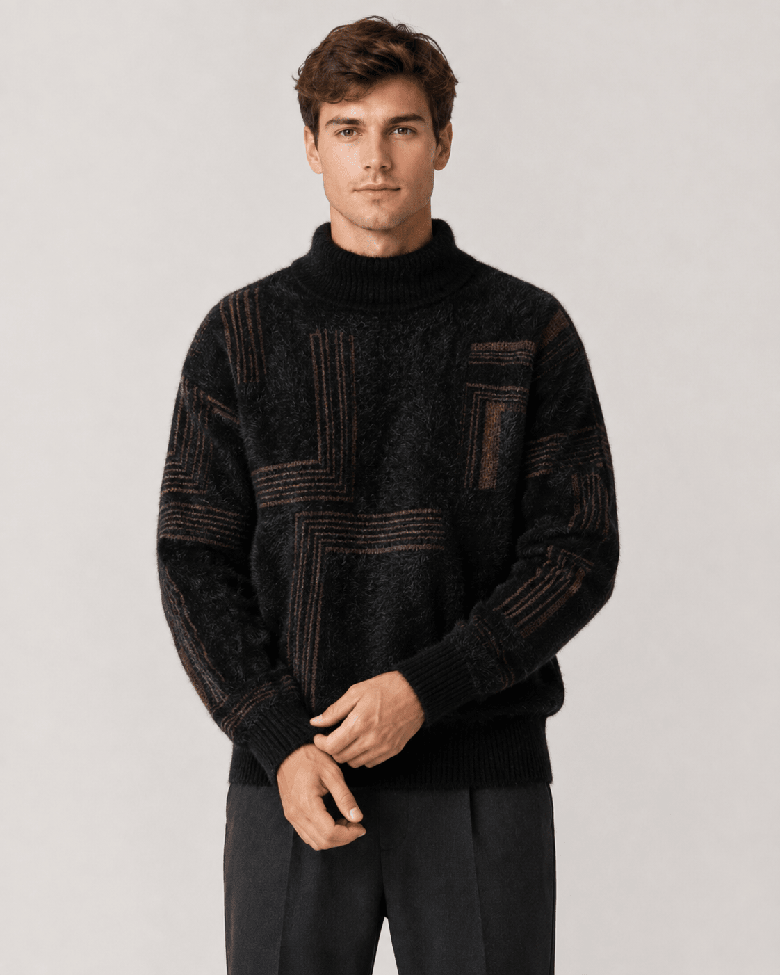 Men's Textured Knit Funnel Neck Sweater Relaxed Fit - Harren Cole