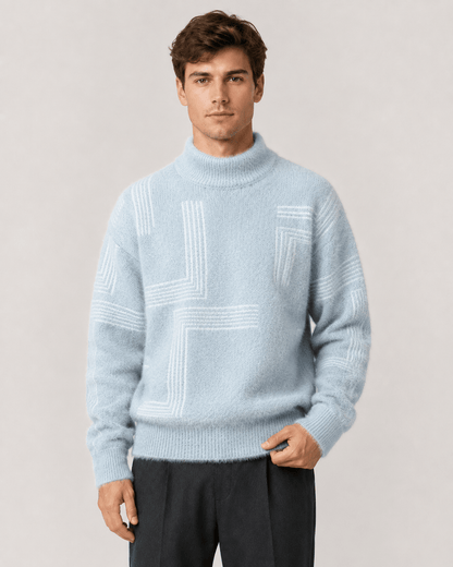 Men's Textured Knit Funnel Neck Sweater Relaxed Fit - Harren Cole