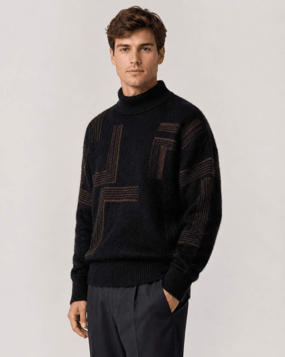 Men's Textured Knit Funnel Neck Sweater Relaxed Fit - Harren Cole