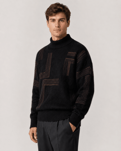 Men's Textured Knit Funnel Neck Sweater Relaxed Fit - Harren Cole