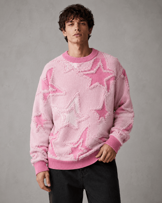 Men's Textured Star Knit Sweater Relaxed Fit - Harren Cole