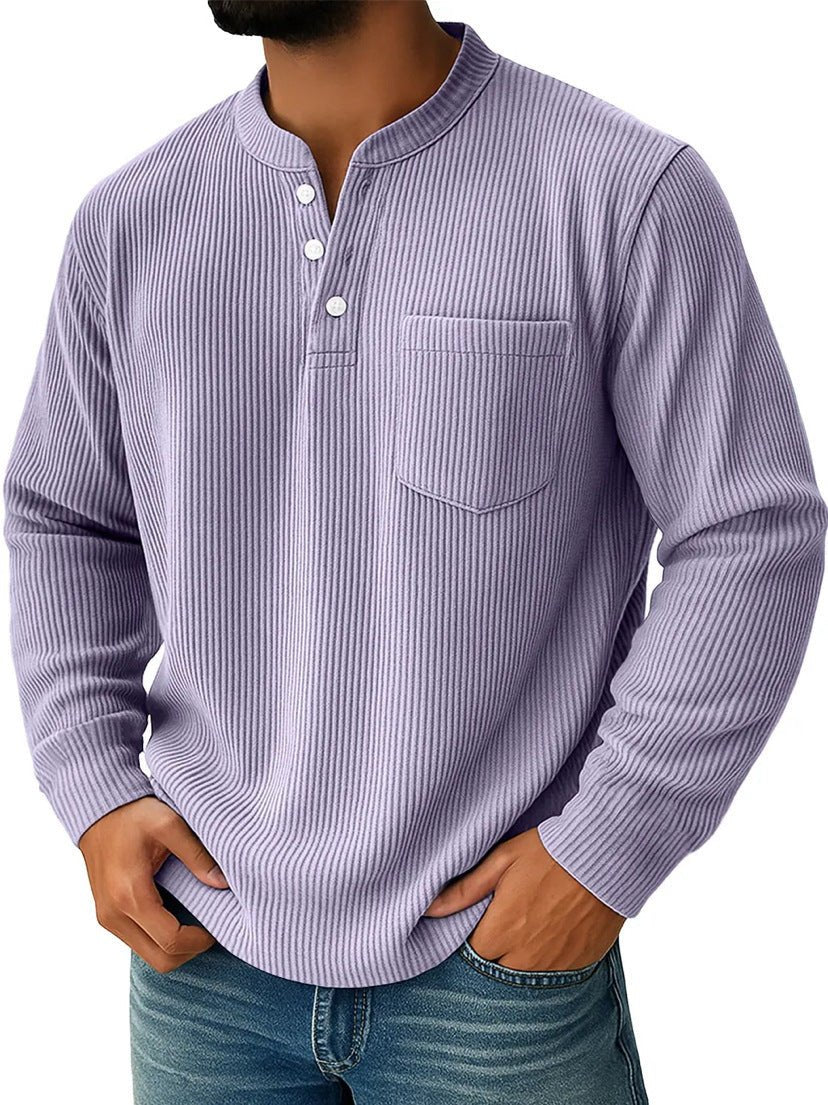 Men's Thermal Waffle Knit Henley Shirt With Chest Pocket - Harren Cole