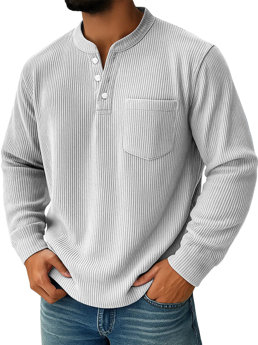 Men's Thermal Waffle Knit Henley Shirt With Chest Pocket - Harren Cole
