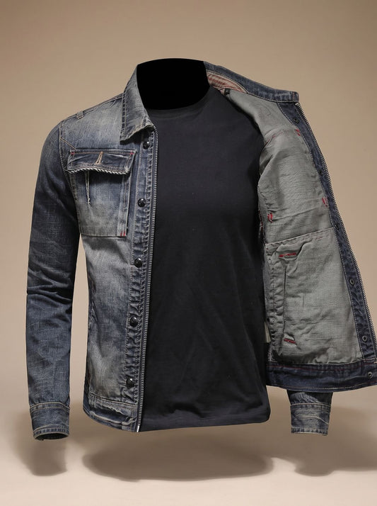 Men's Vintage Washed Denim Trucker Jacket - Harren Cole