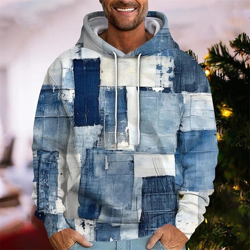 Patchwork Print Hoodie for Men - Harren Cole