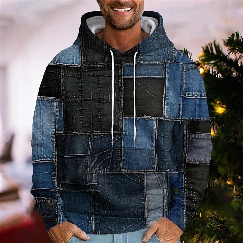 Patchwork Print Hoodie for Men - Harren Cole