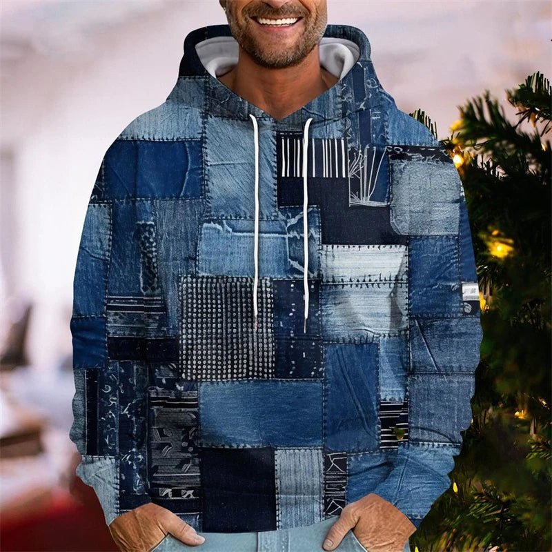 Patchwork Print Hoodie for Men - Harren Cole