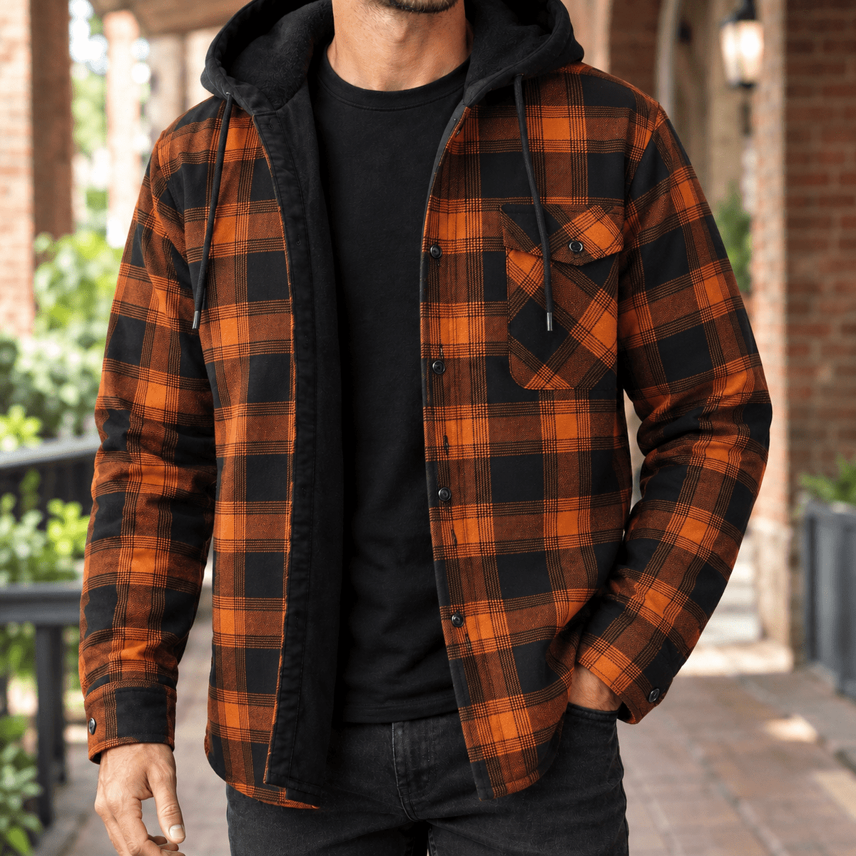 Plaid Denim Hooded Shirt Jacket - Harren Cole