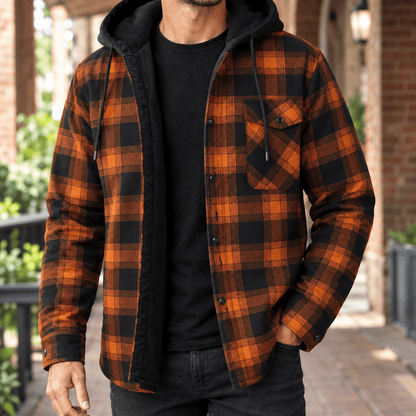 Plaid Denim Hooded Shirt Jacket - Harren Cole