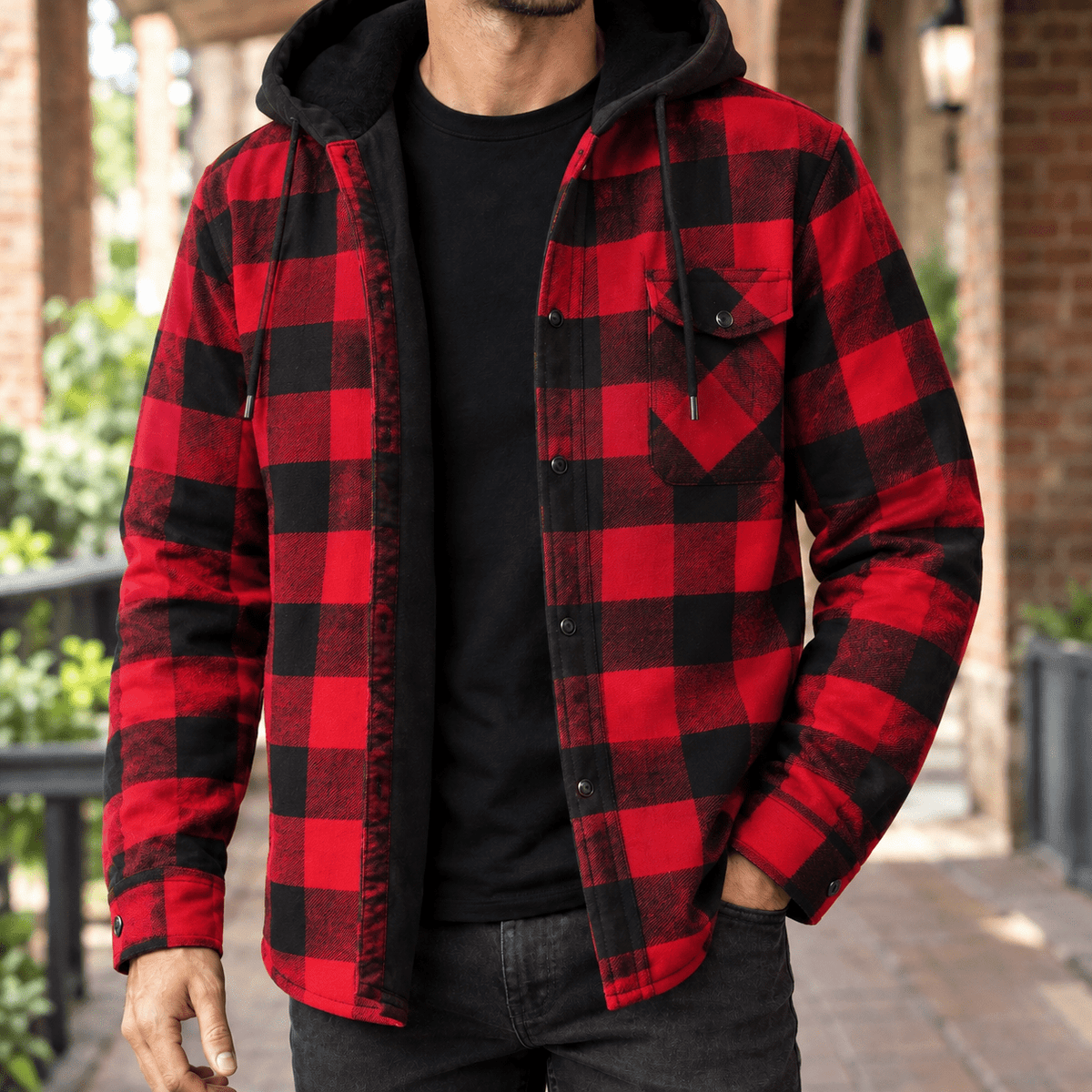 Plaid Denim Hooded Shirt Jacket - Harren Cole